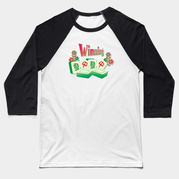 Winning Winning Mahjong Lucky Man Baseball T-Shirt by jessie848v_tw